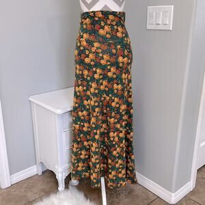 LuLaRoe Maxi skirt floral green orange size XXS